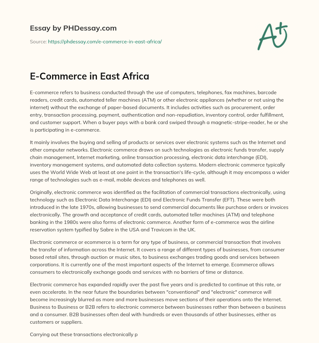 E-Commerce in East Africa essay