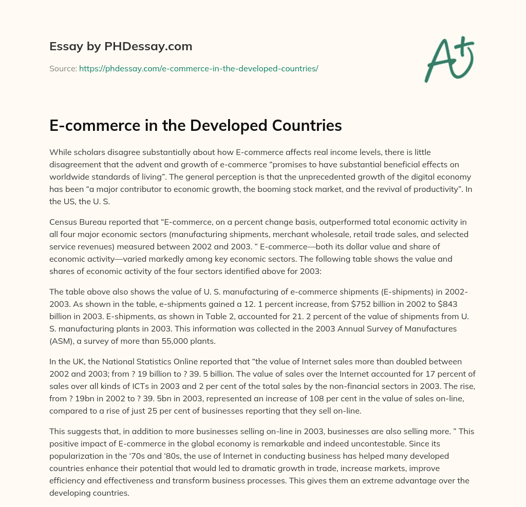E-commerce in the Developed Countries essay