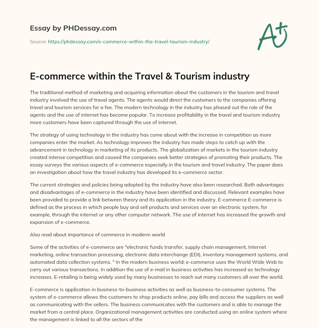 E-commerce within the Travel & Tourism industry essay
