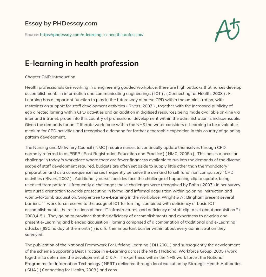 E-learning in health profession essay