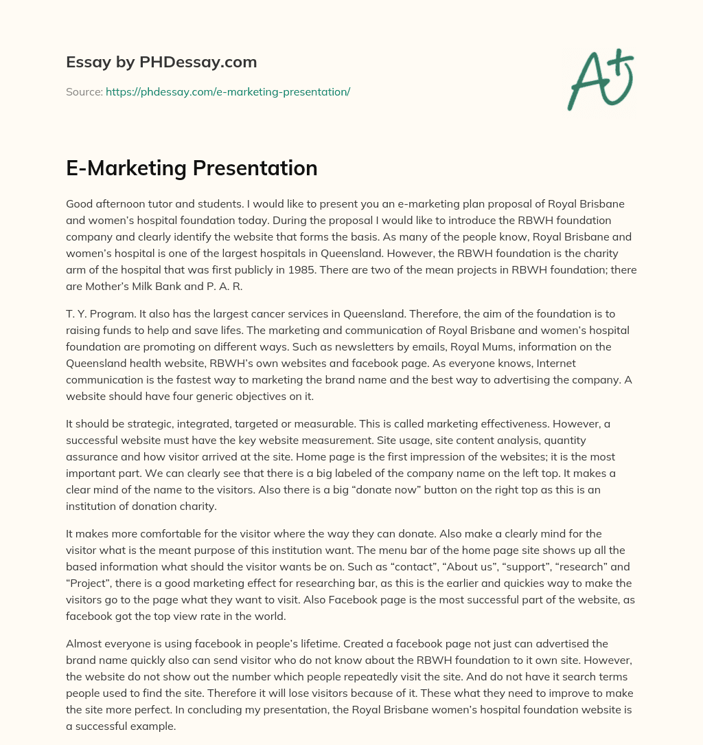 E-Marketing Presentation essay