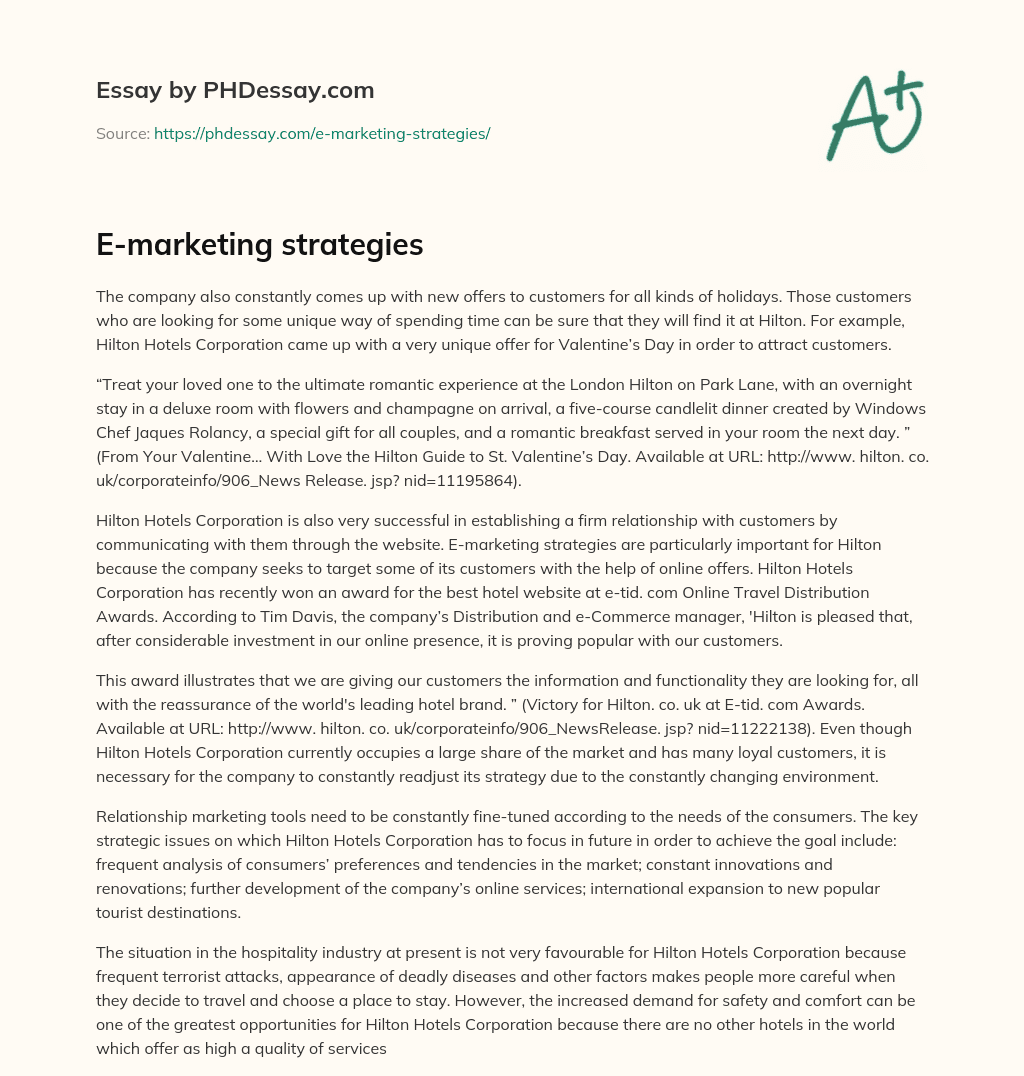 E-marketing strategies essay