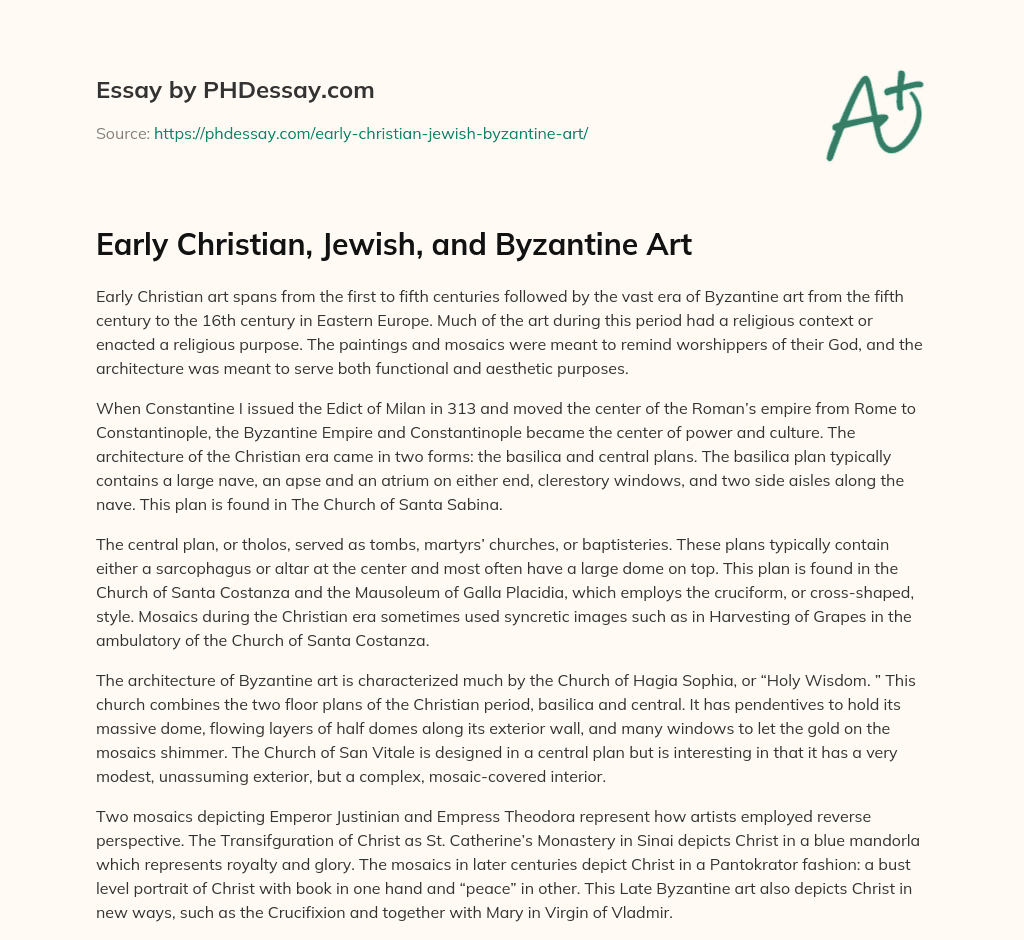 jewish early christian and byzantine art