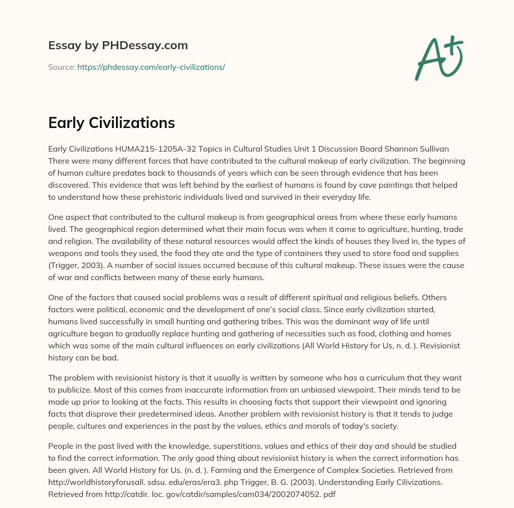 Early Civilizations essay