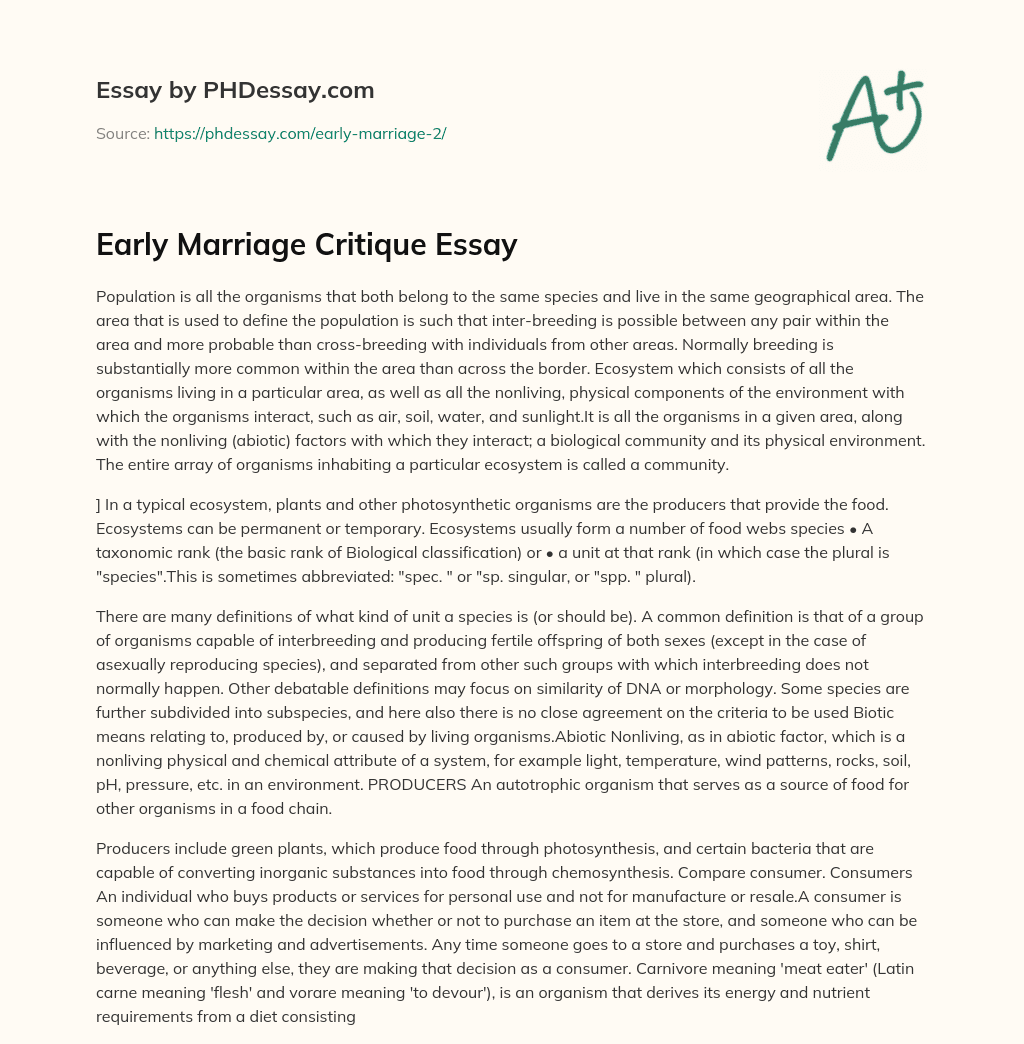 early marriage essay