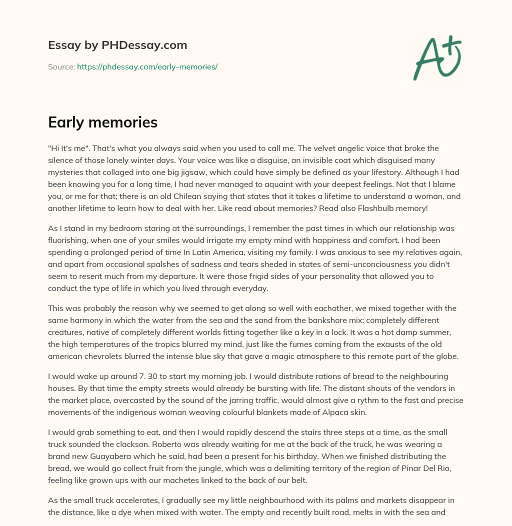 Early memories essay