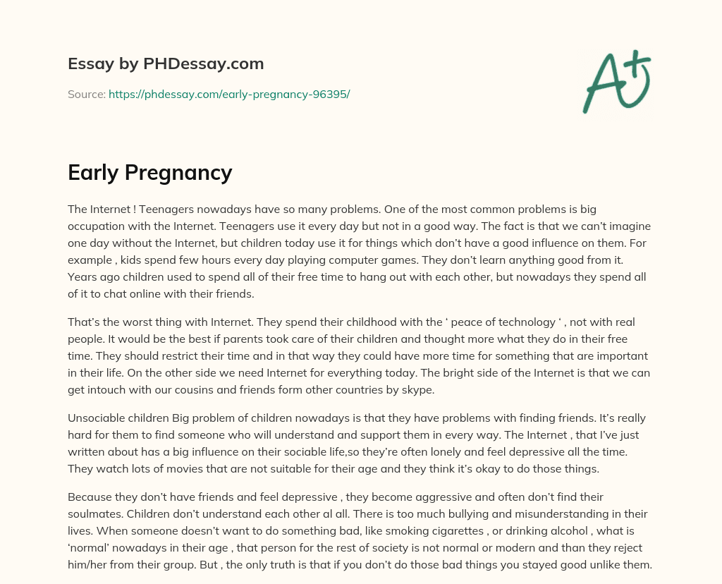 Early Pregnancy essay