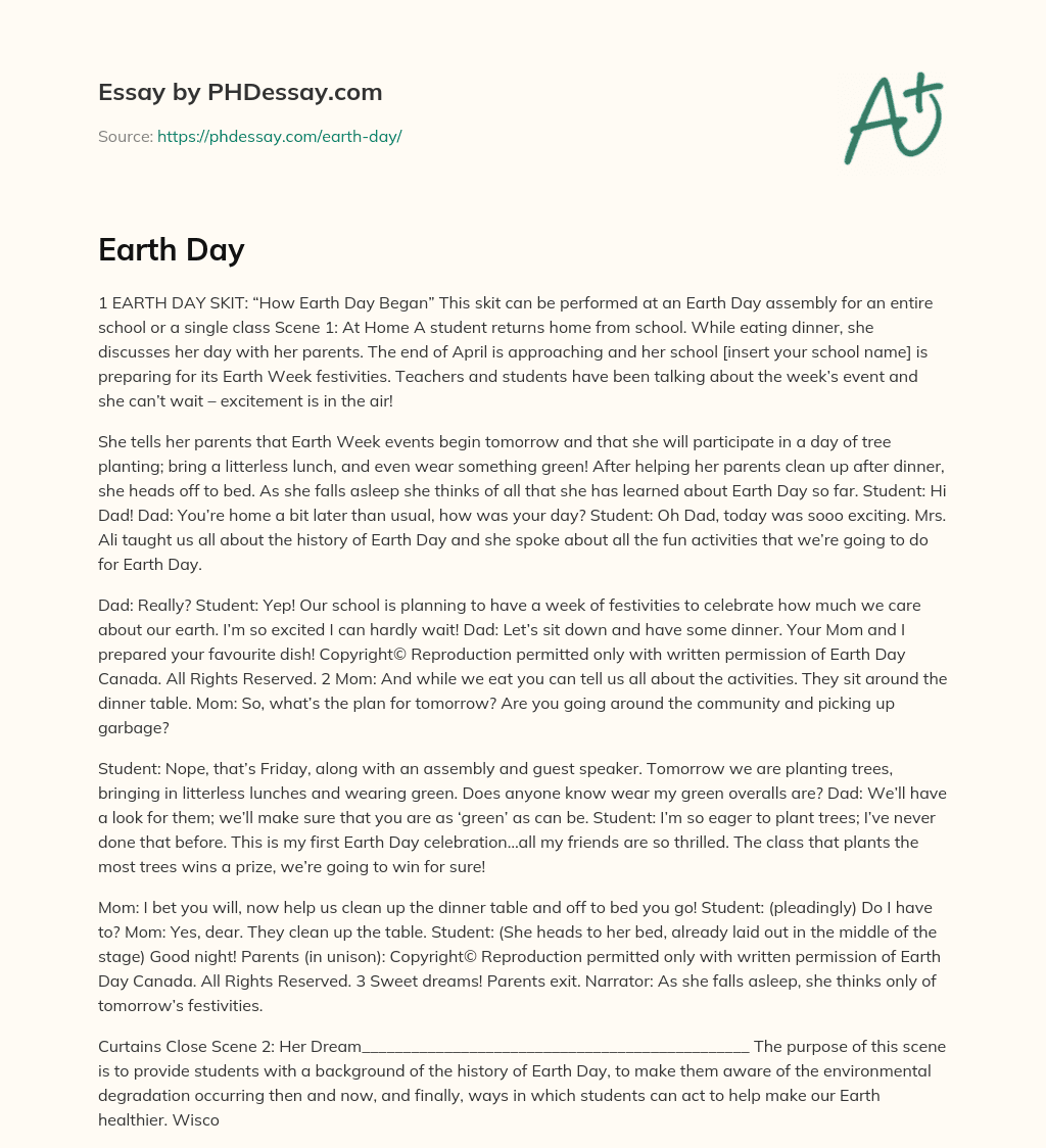 essay for earth day