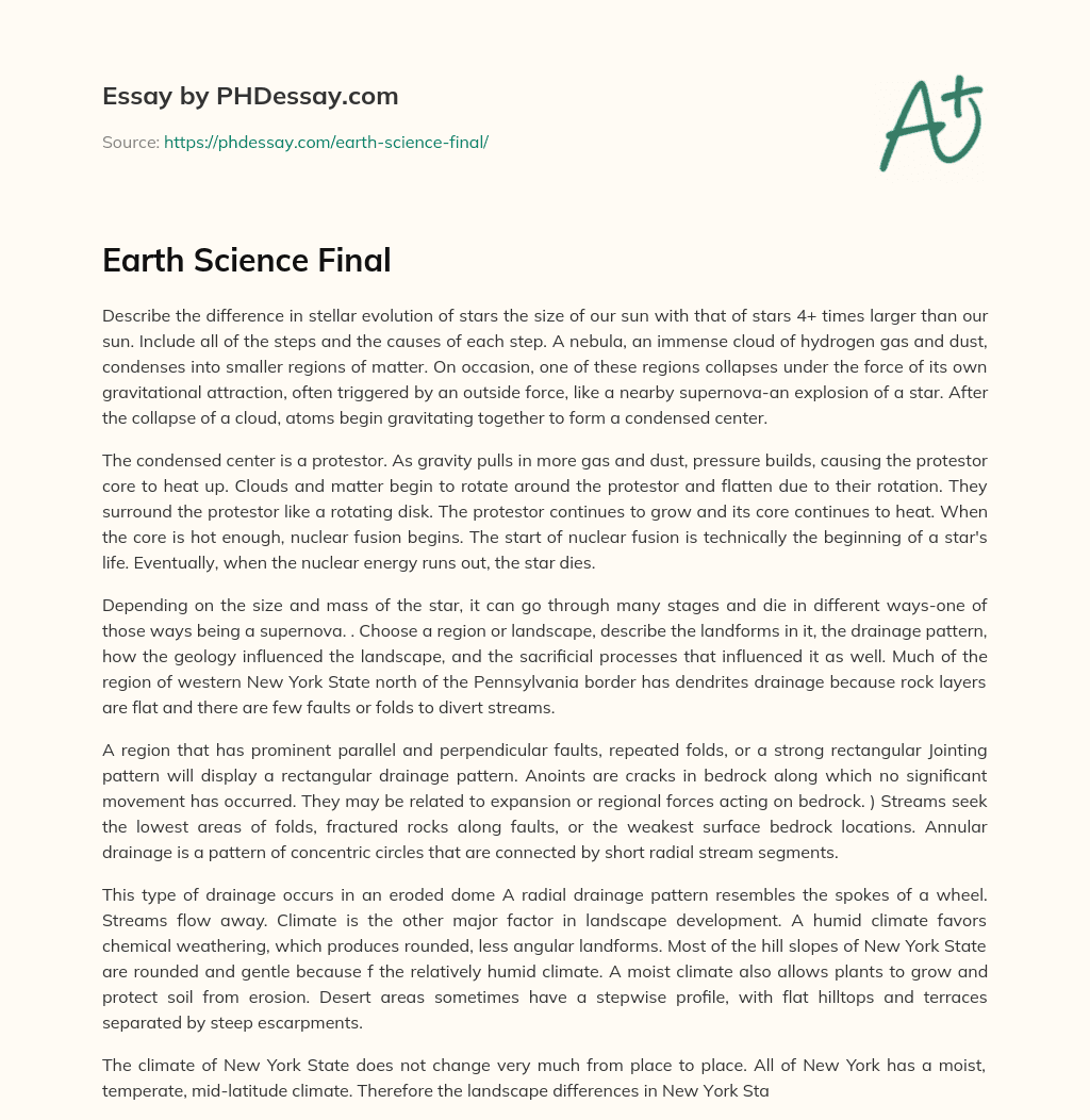 Earth Science Final essay