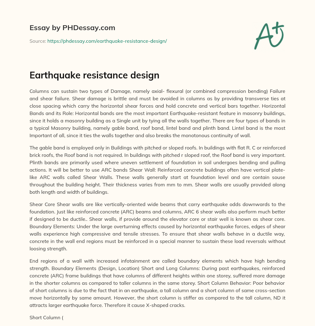 Earthquake resistance design essay