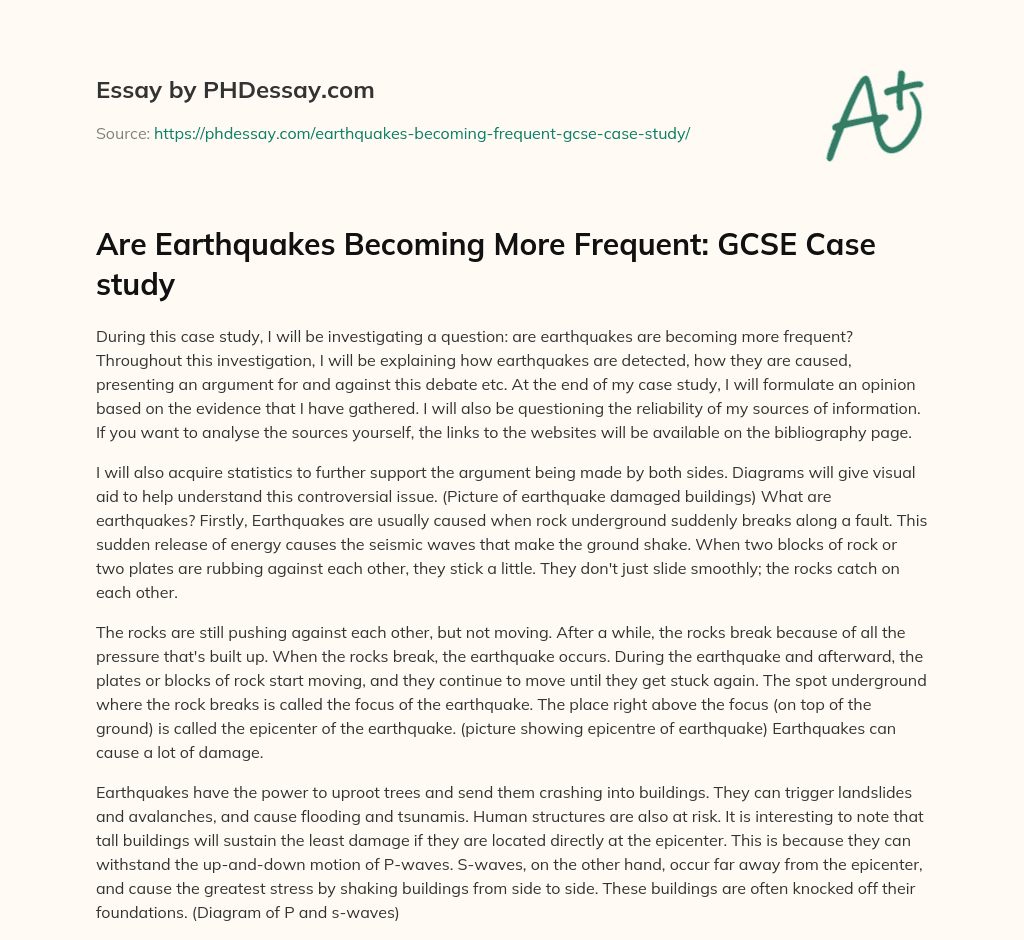 earthquake case study gcse