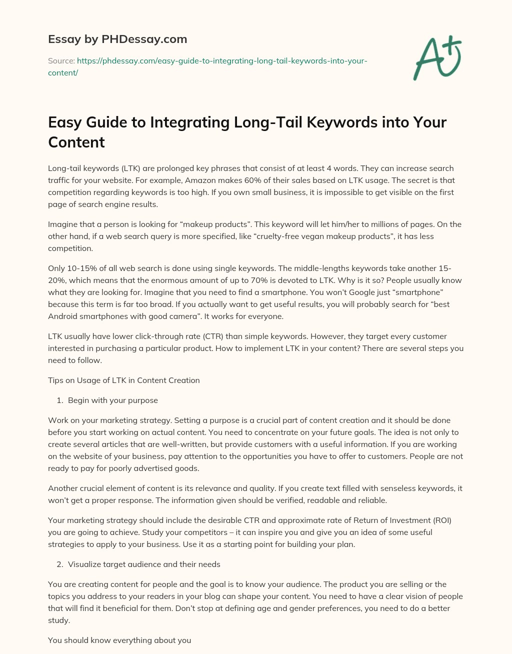 Easy Guide to Integrating Long-Tail Keywords into Your Content essay