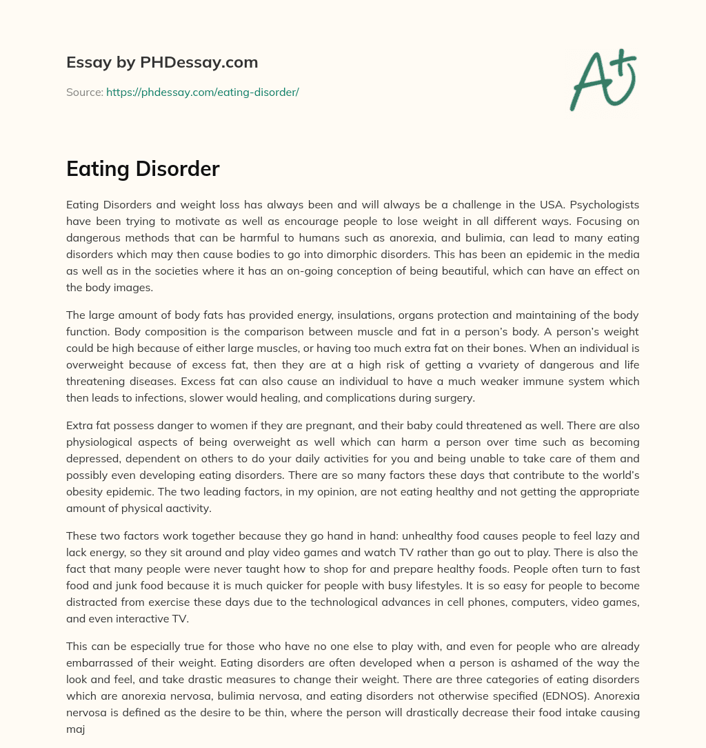 define eating disorder essay