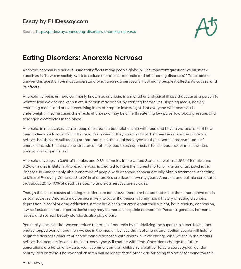 eating disorders essay anorexia