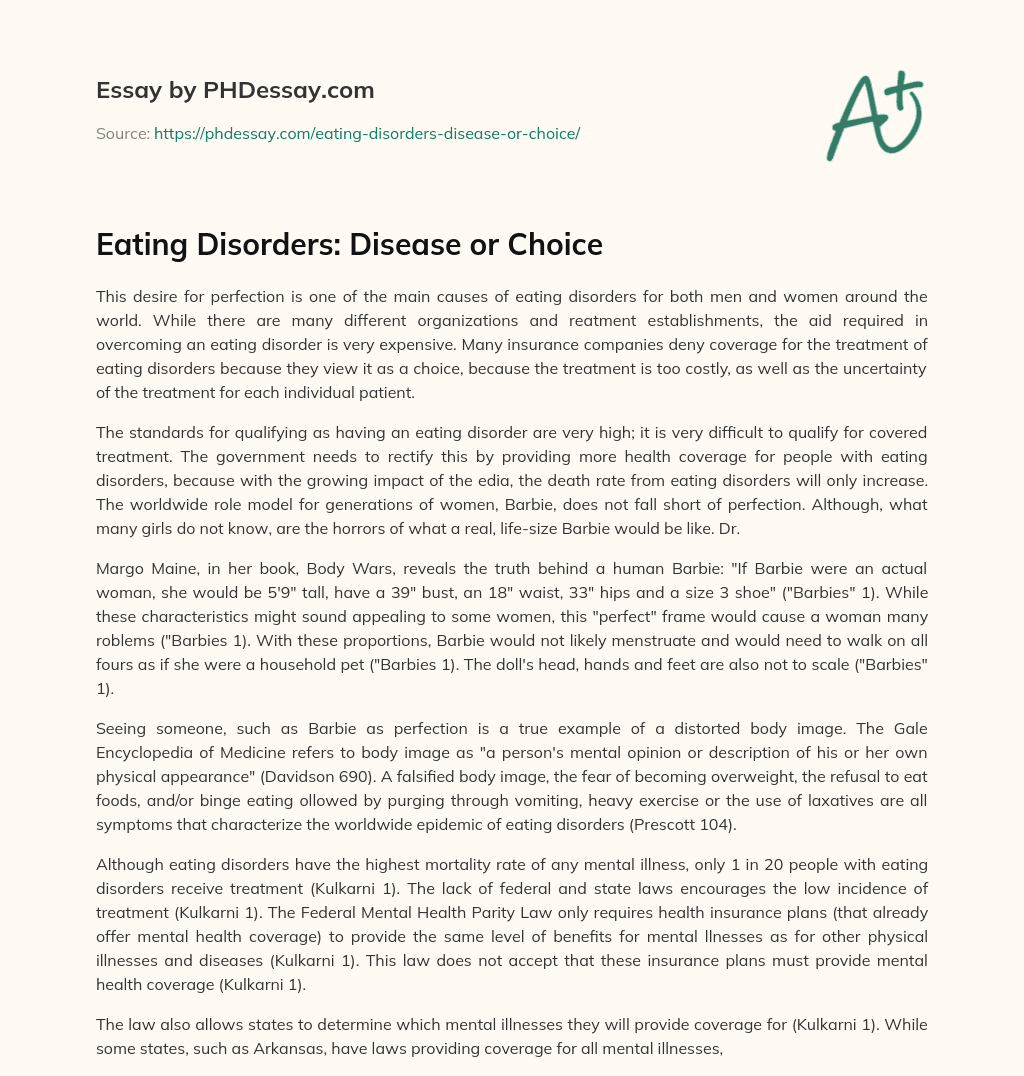 academic essay on eating disorders