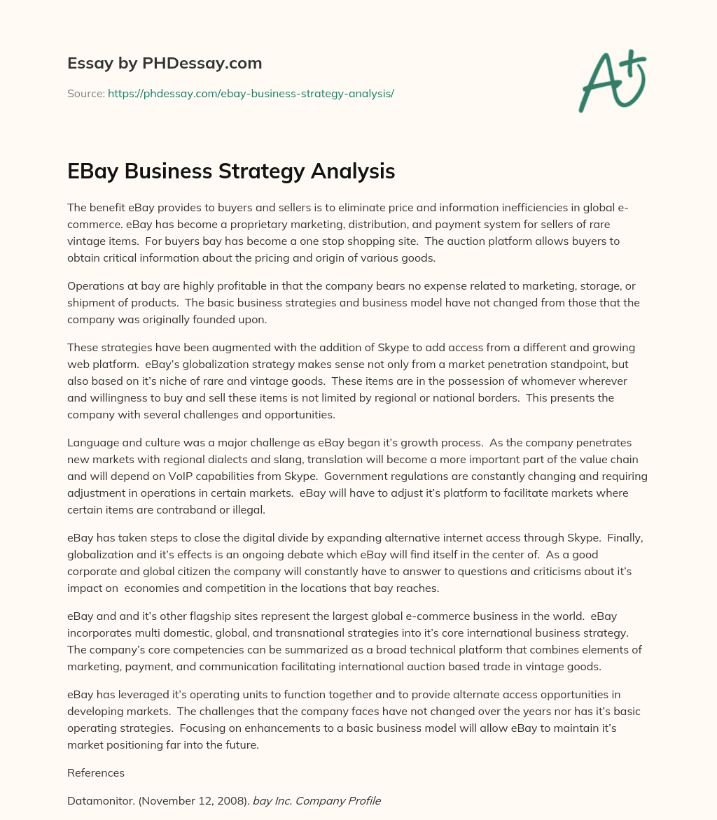 essay about business strategy