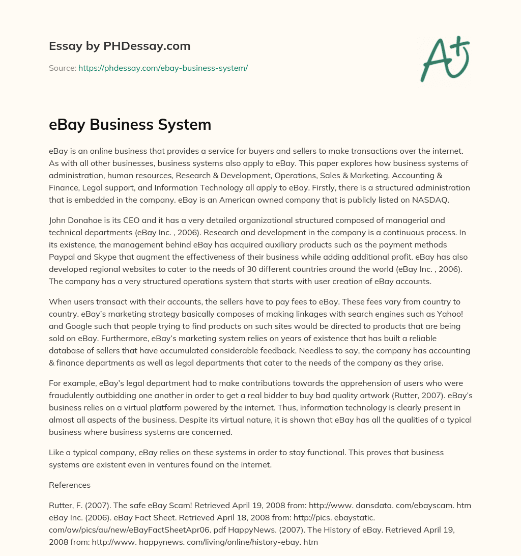 eBay Business System essay