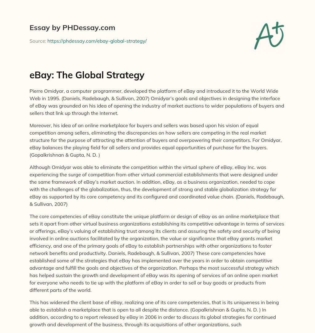 eBay: The Global Strategy essay