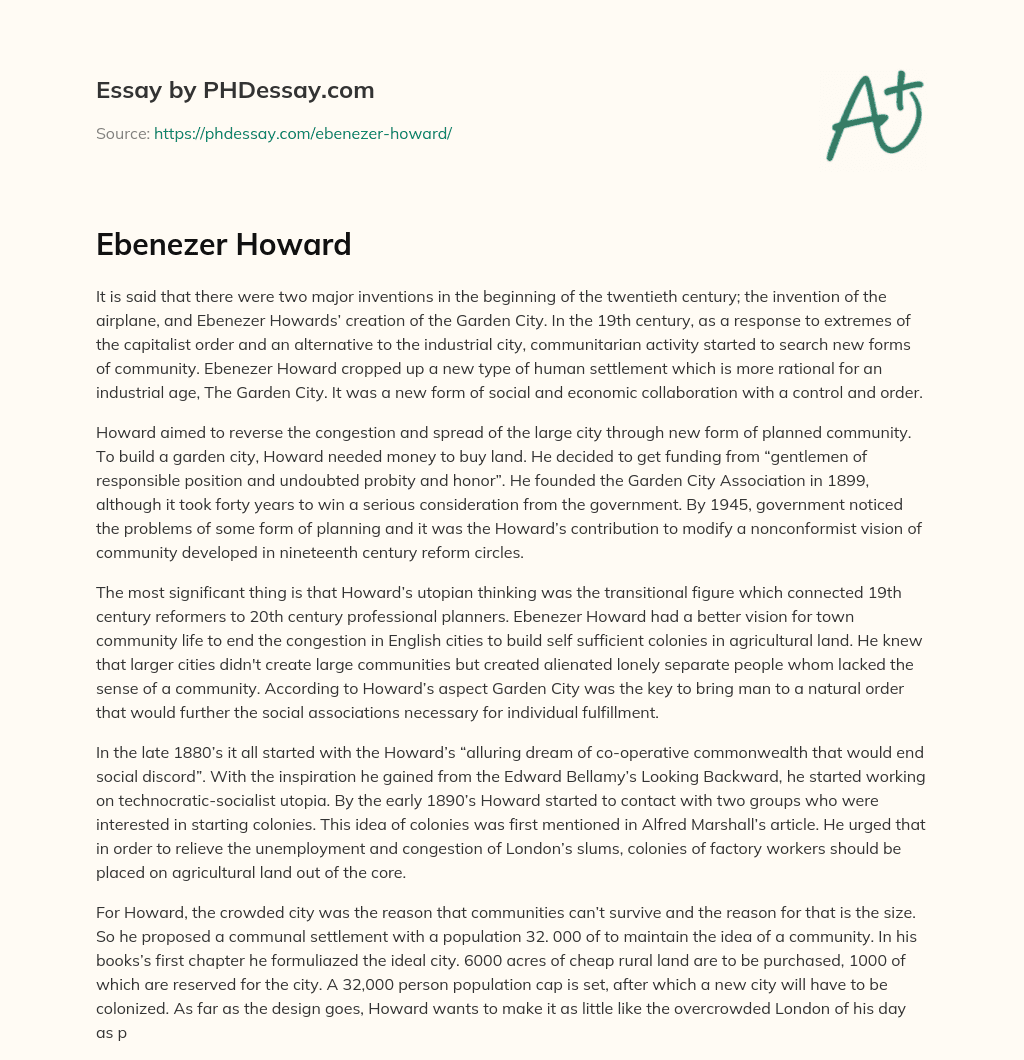 Ebenezer Howard essay