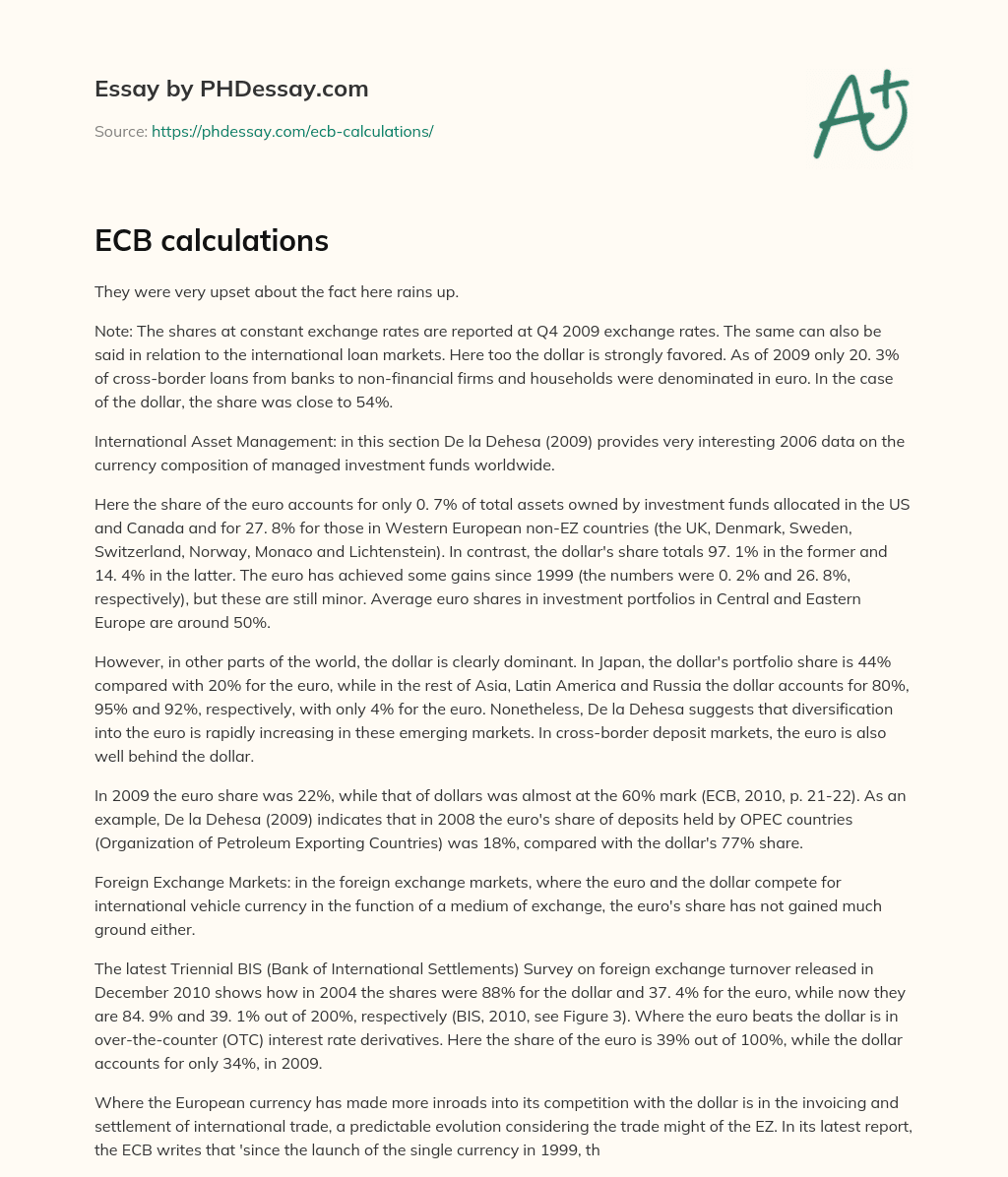 ECB calculations essay