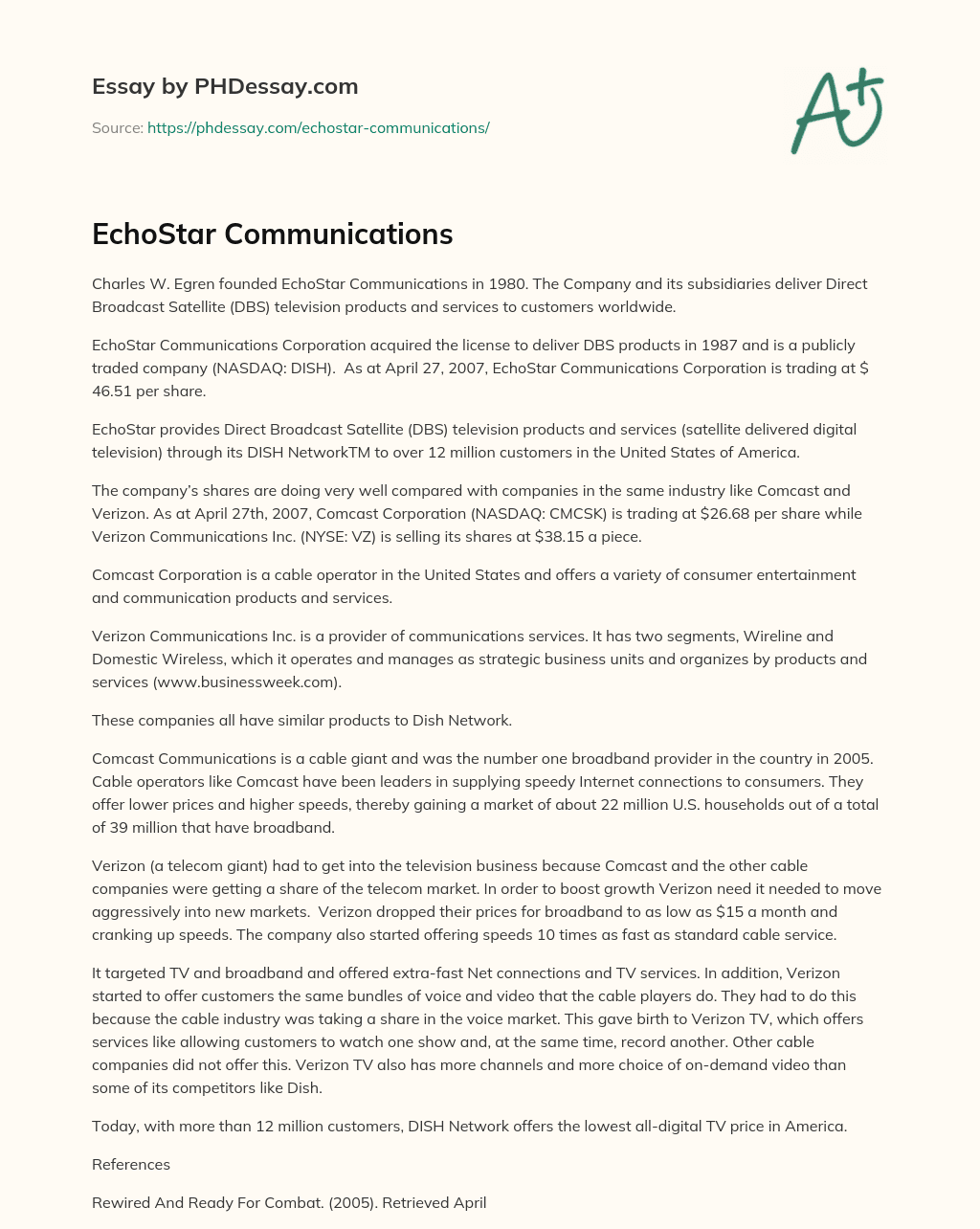 EchoStar Communications essay
