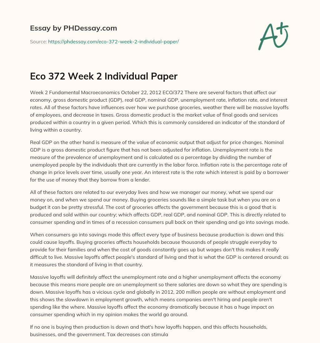 Eco 372 Week 2 Individual Paper essay