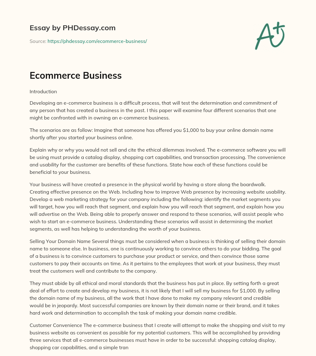 Ecommerce Business essay