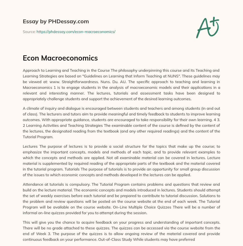 Econ Macroeconomics essay