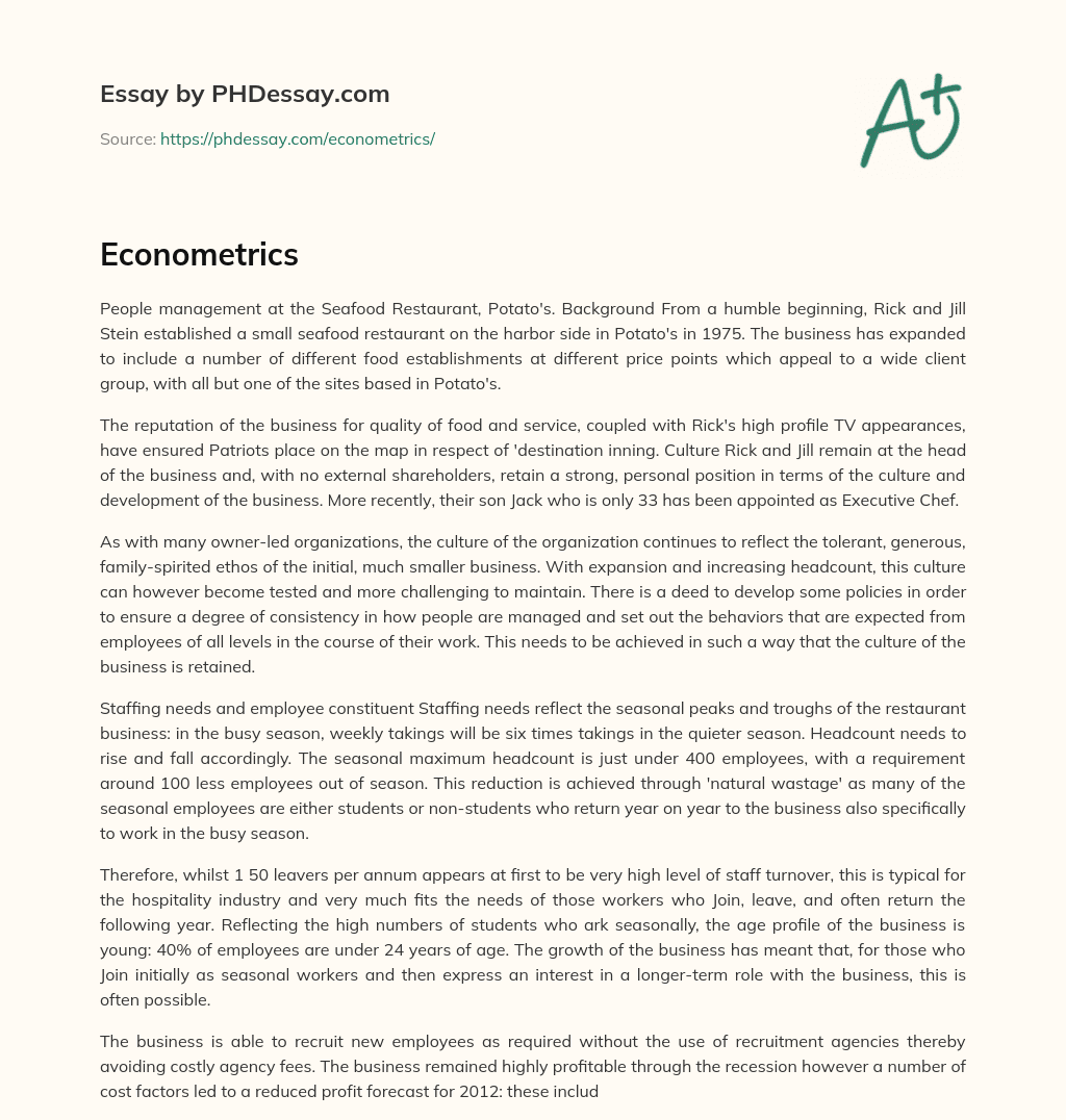 Econometrics essay