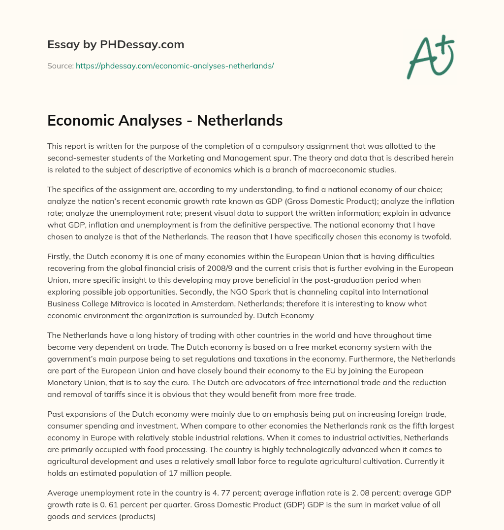 Economic Analyses – Netherlands essay