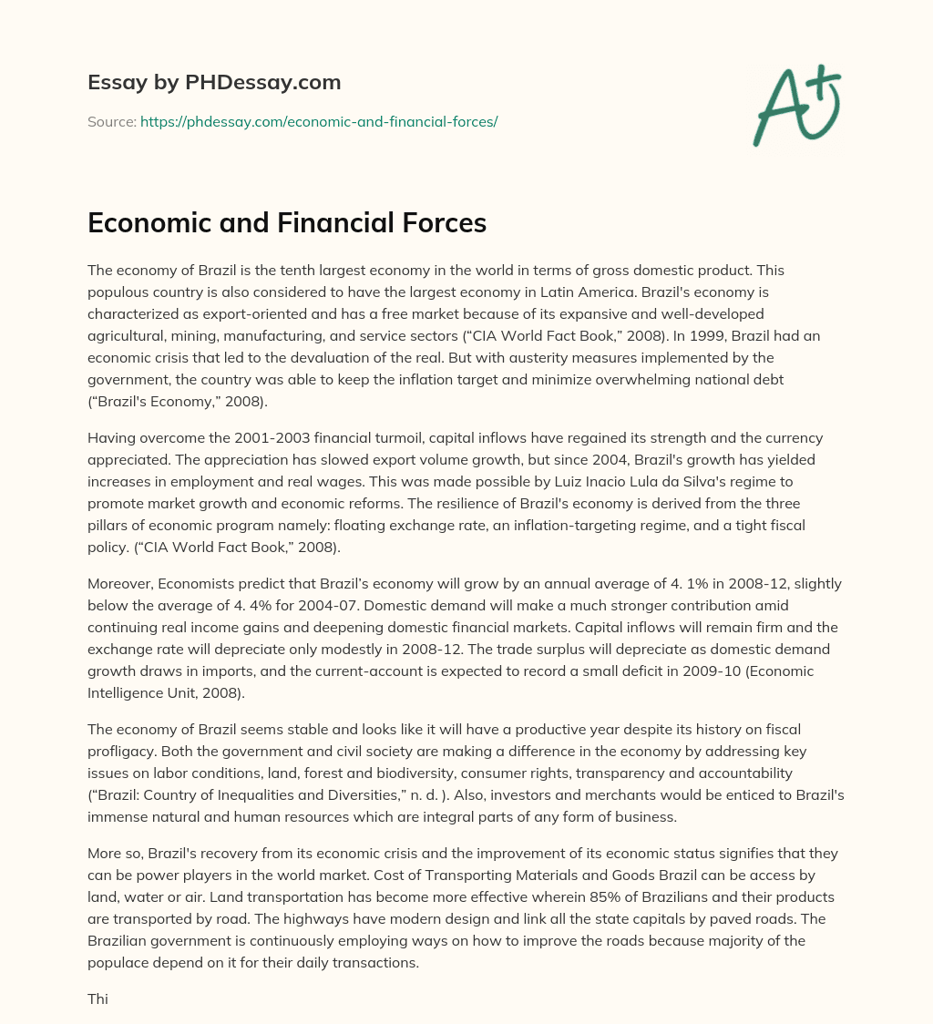 Economic and Financial Forces essay