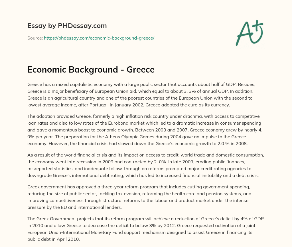 Economic Background – Greece essay