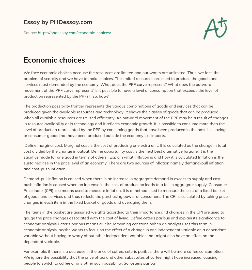 Economic choices essay