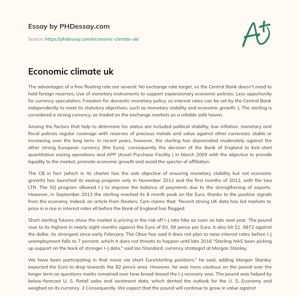 Economic climate uk essay