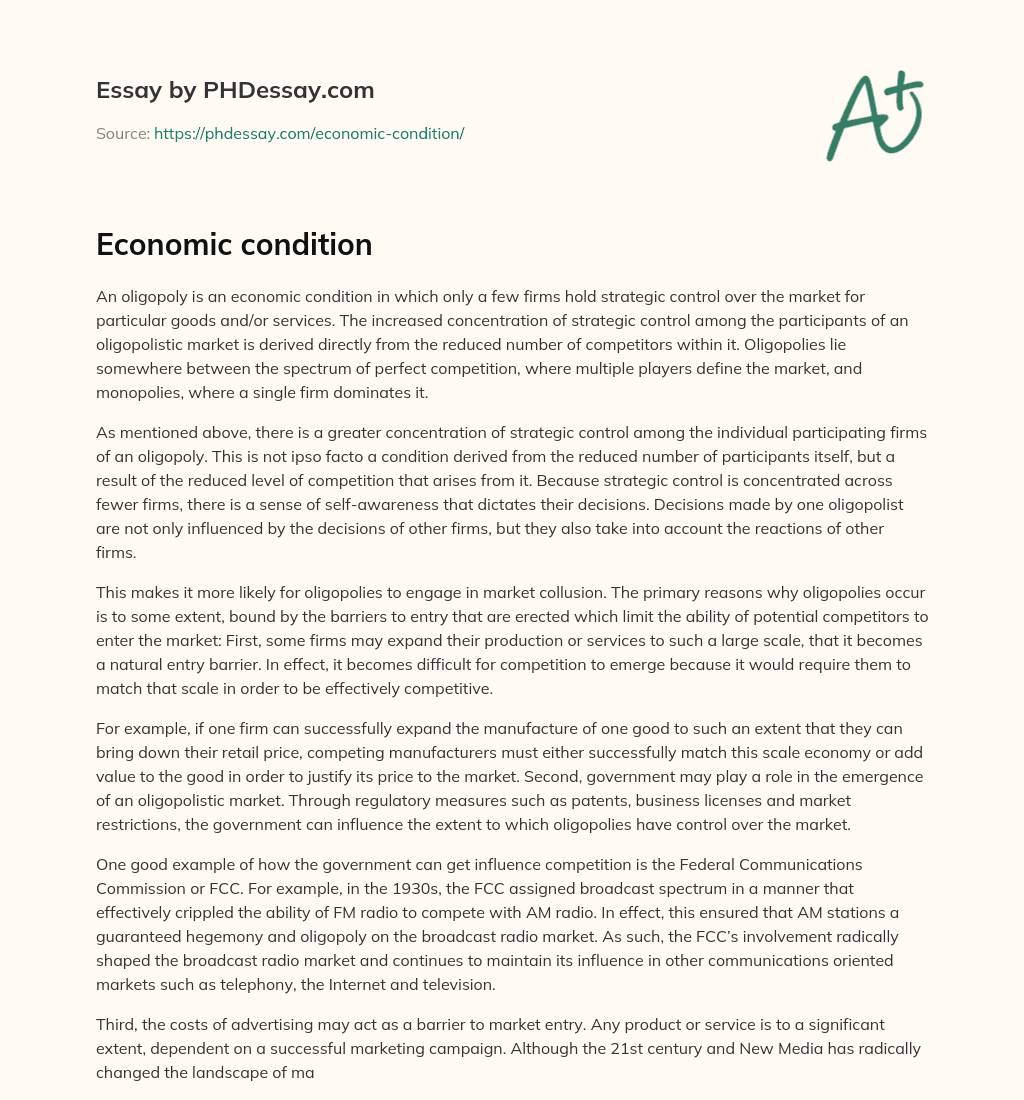 Economic condition essay