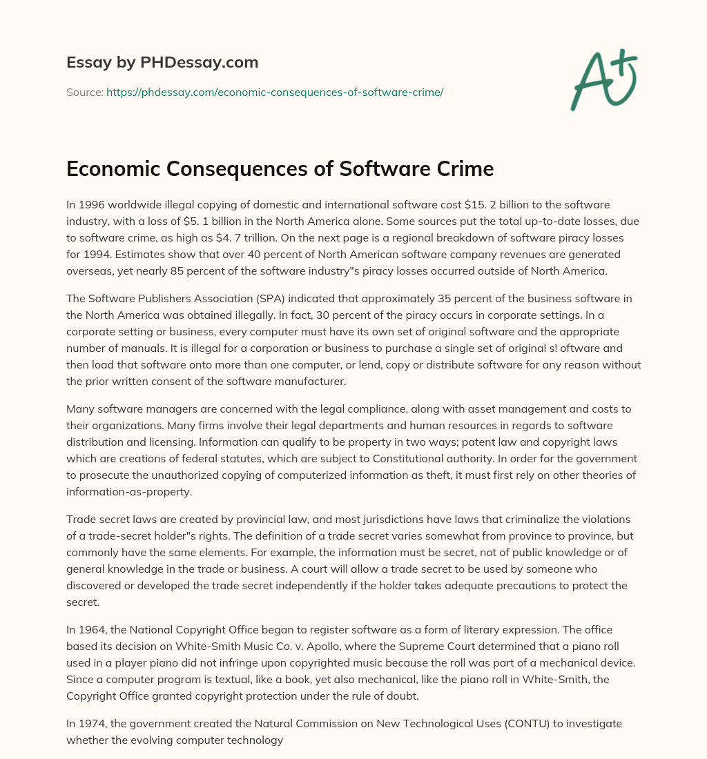 Economic Consequences of Software Crime essay
