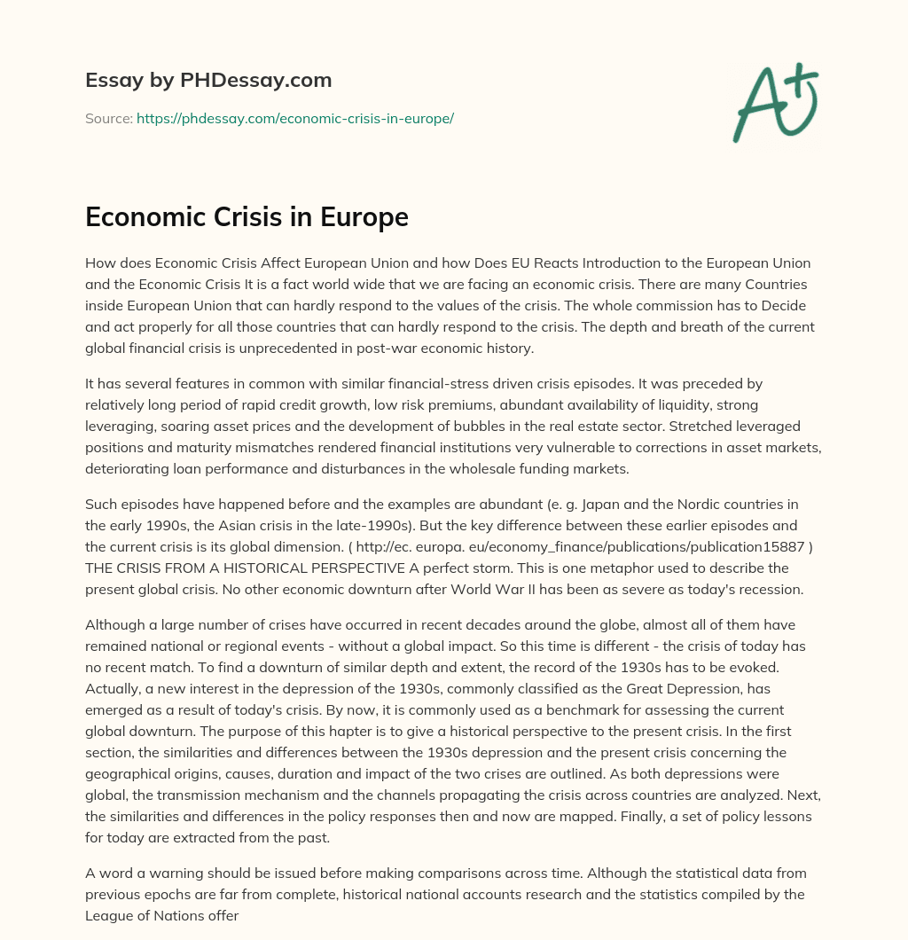 Economic Crisis in Europe essay