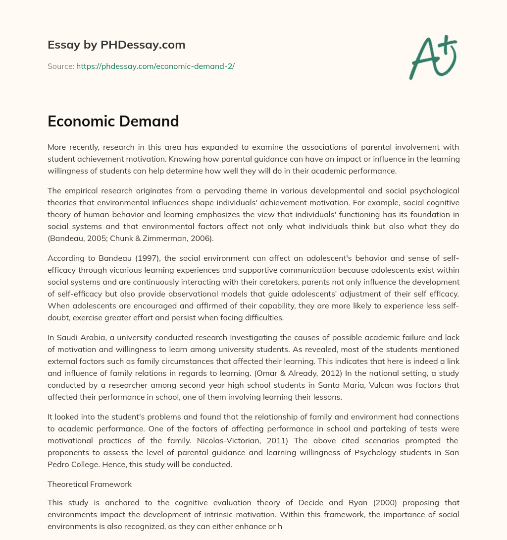 Economic Demand essay