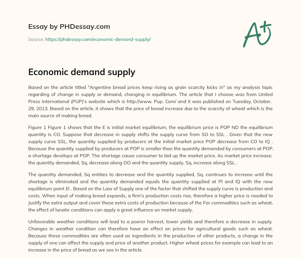 Economic demand supply essay