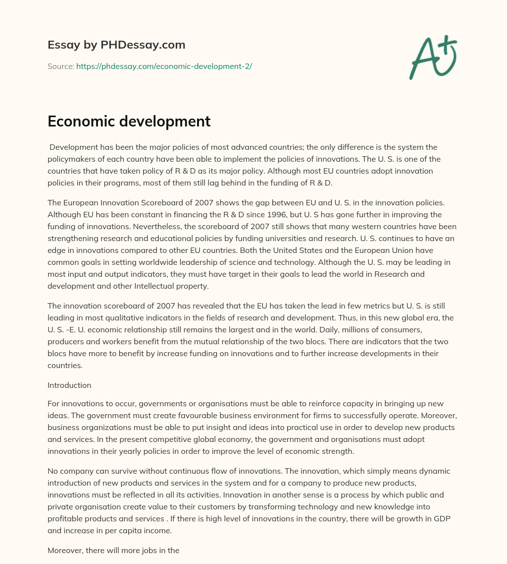 Economic development essay