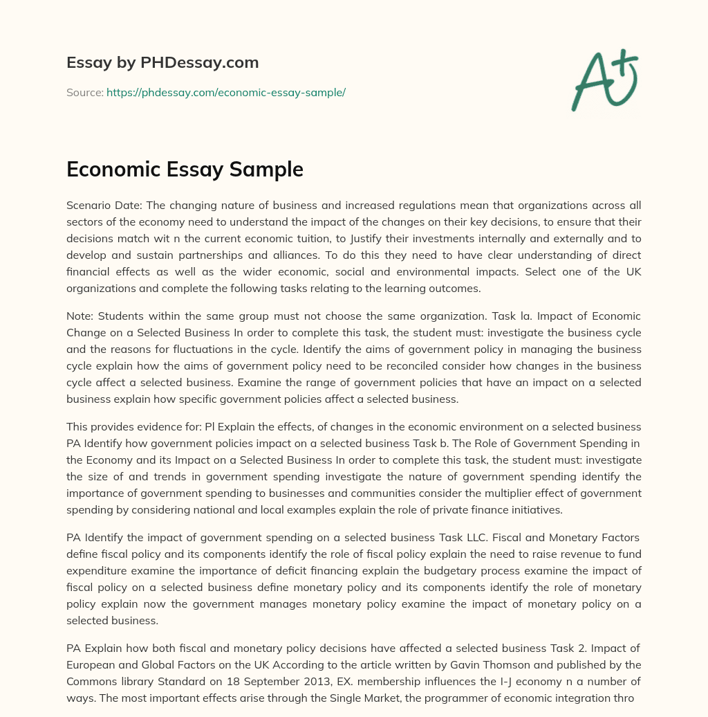 Understanding the Impact of Economic Change on UK Organizations and Government Policies essay