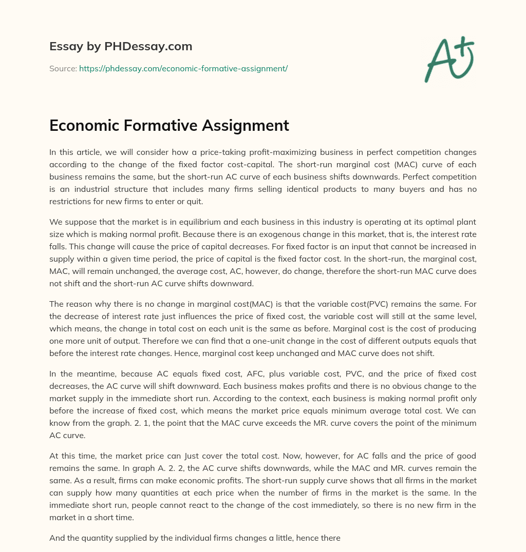 Economic Formative Assignment essay