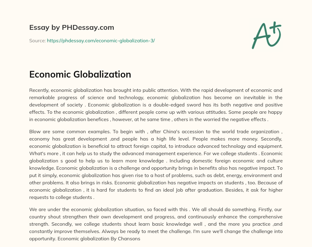 Economic Globalization essay