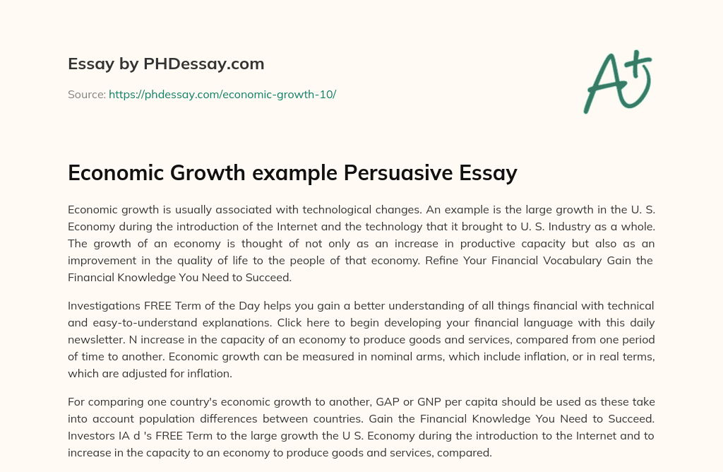 Economic Growth  example Persuasive Essay essay