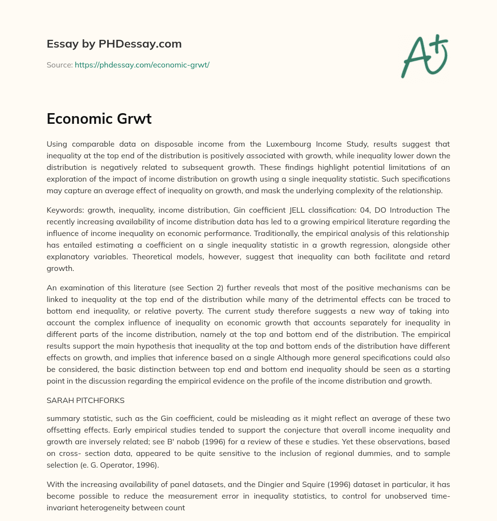 Economic Grwt essay