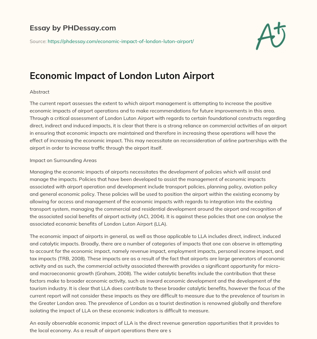 Economic Impact of London Luton Airport essay