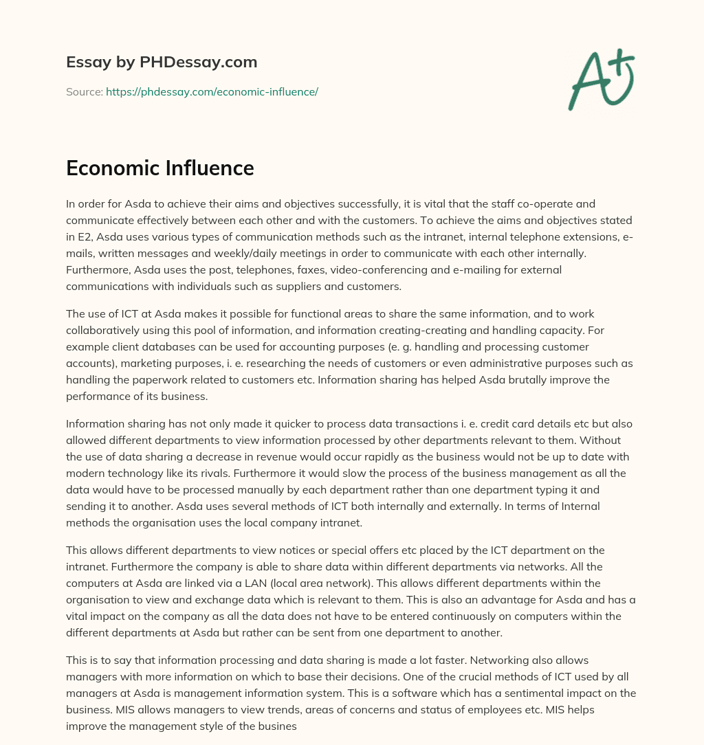 Economic Influence essay