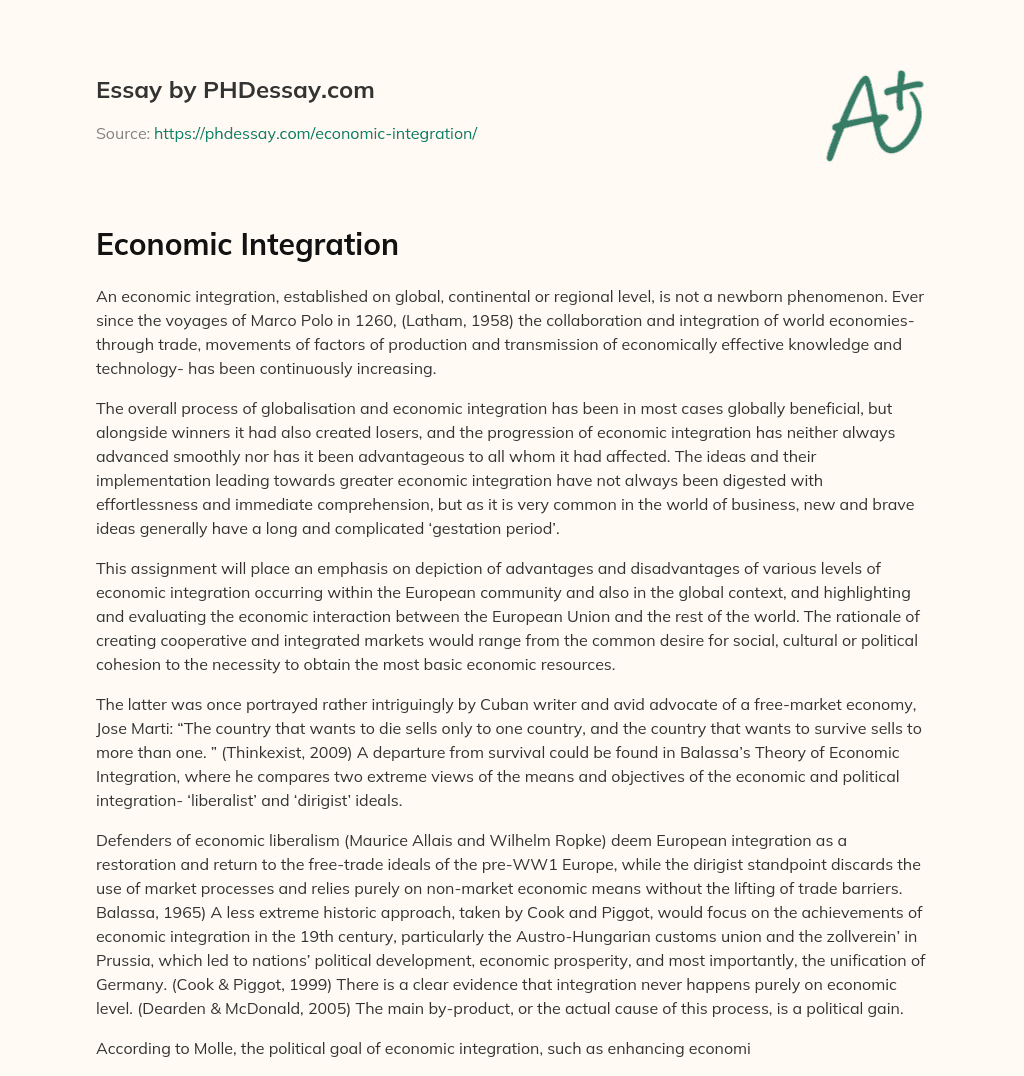 Economic Integration essay