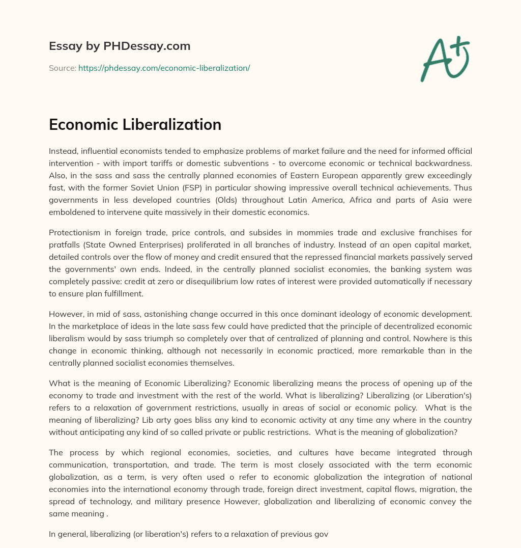 Economic Liberalization essay