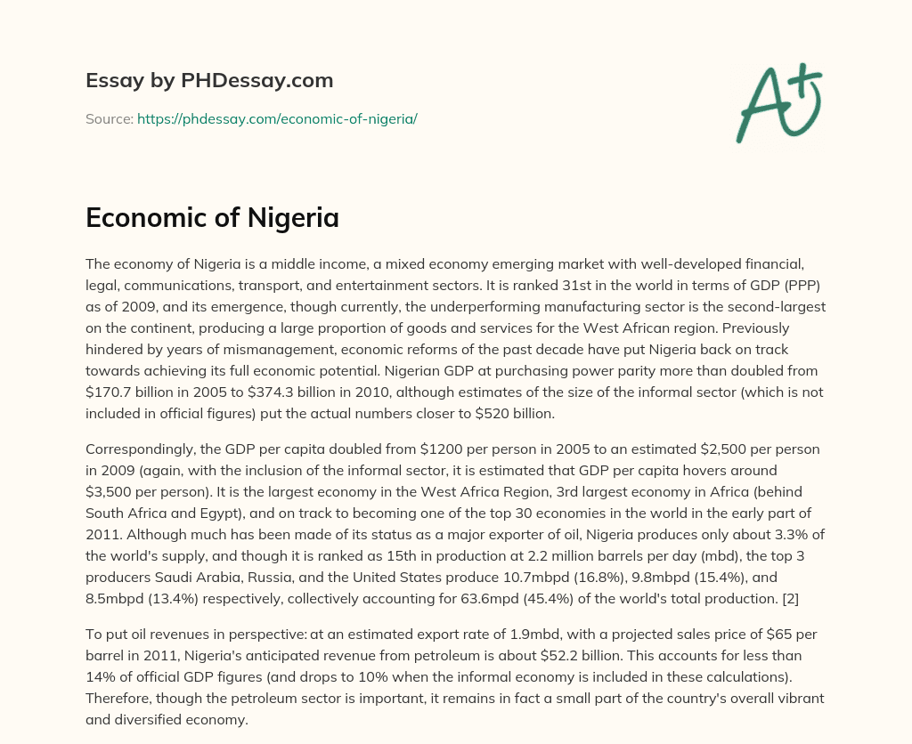Economic of Nigeria essay